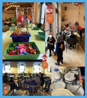 Collage von der Faschingsaktion für Kinder in der Kulturscheune