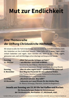 Plakat der Themenreihe Mut zur Endlichkeit der Stiftung Christuskirche Höchstadt