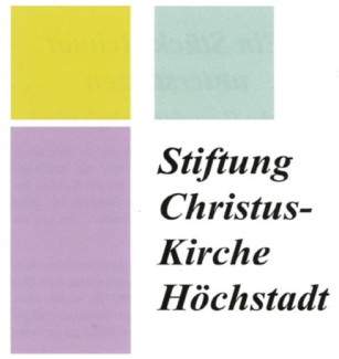 Schriftzug Stiftung Christus-Kirche Höchstadt mit farbigen Flächen